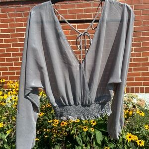 Iridescent Silver Flowy Top